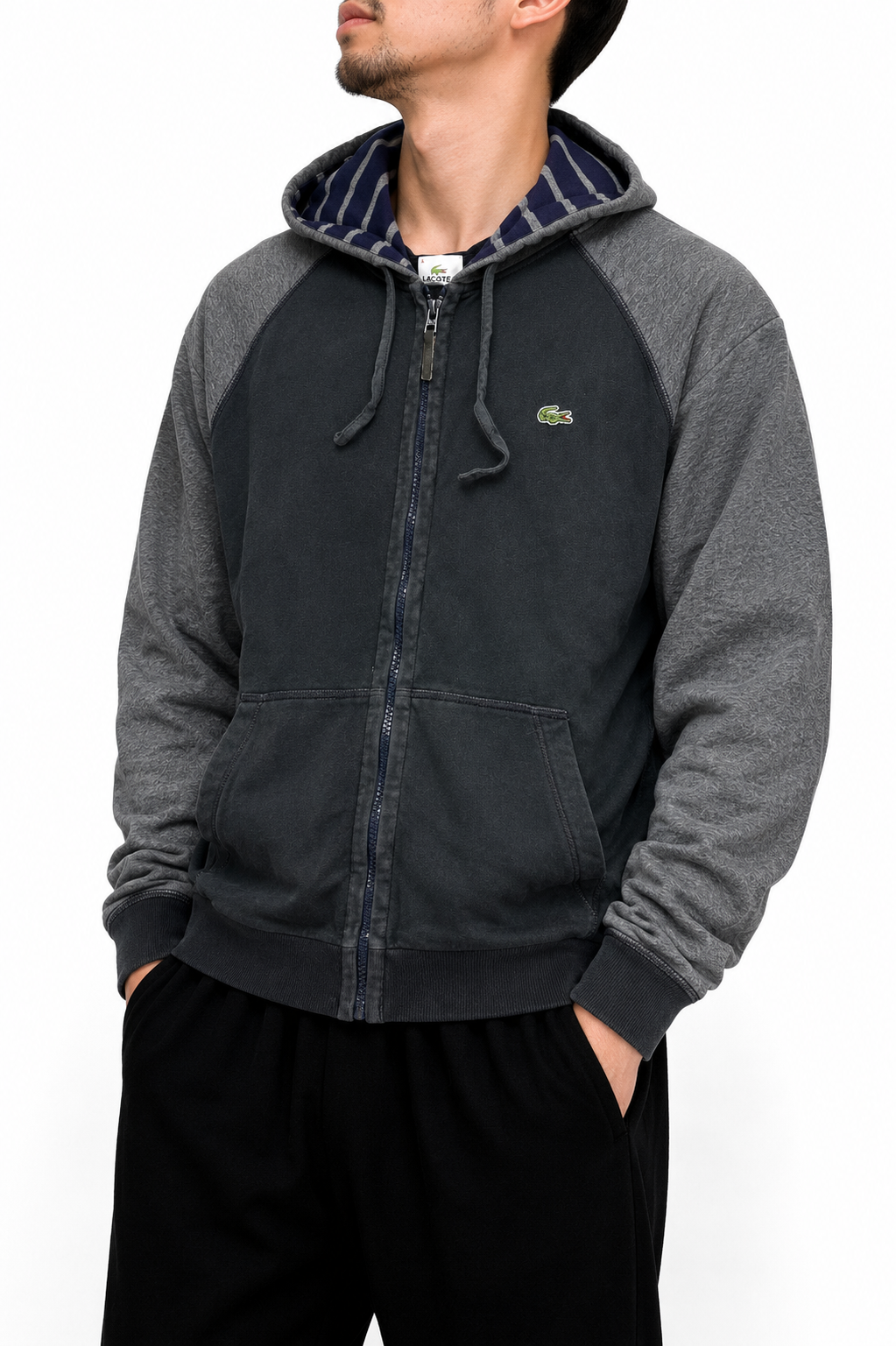 Lacoste black/grey zip up jacket