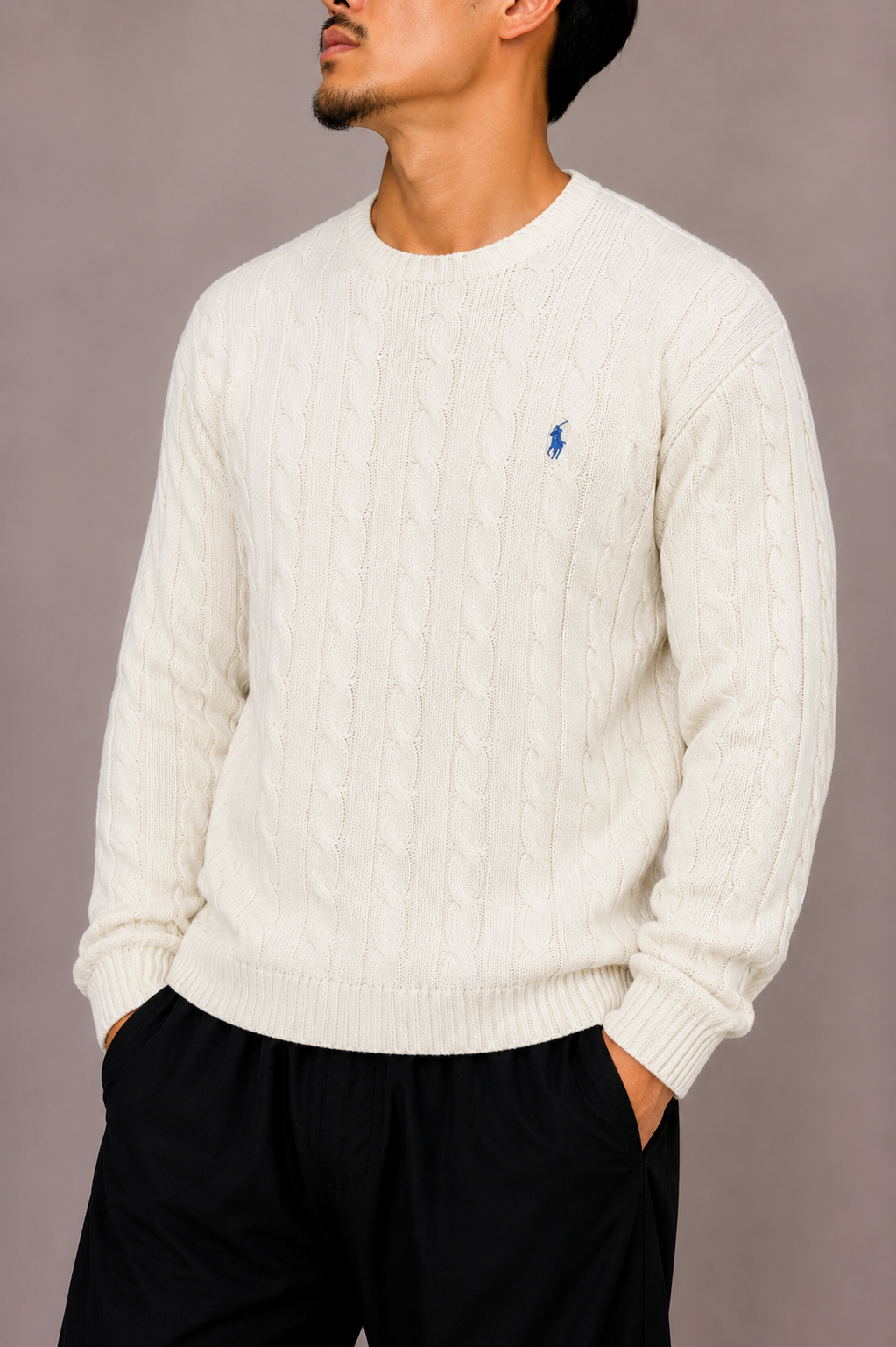 Ralph Lauren white cableknit sweater