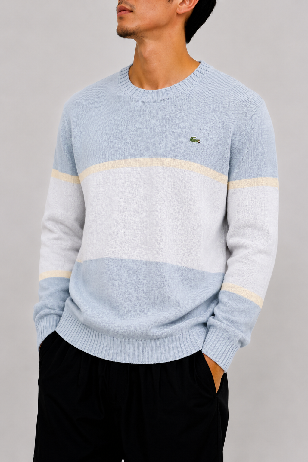 Lacoste babyblue/white sweater