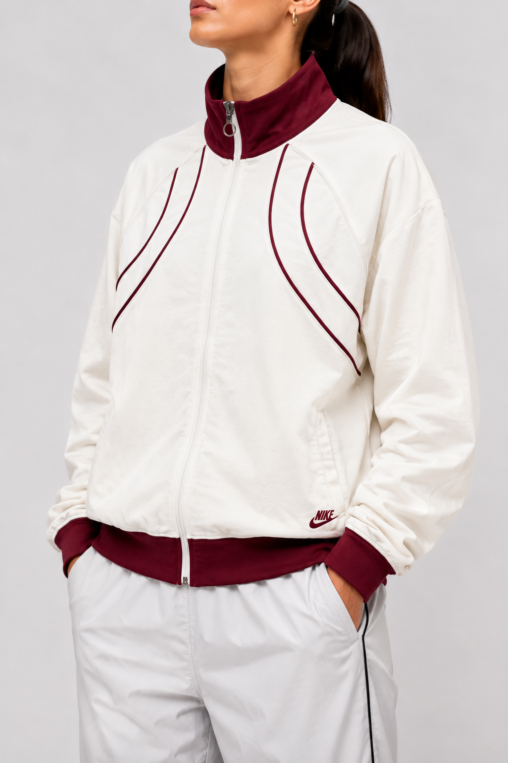 Nike white/red zip up jacket