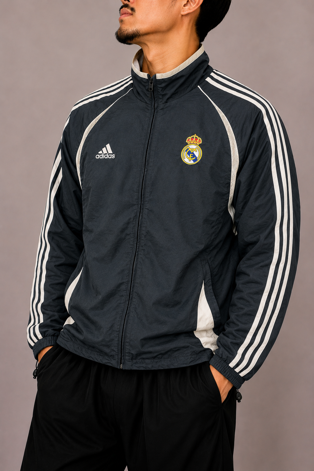 Adidas dark grey real madrid jacket