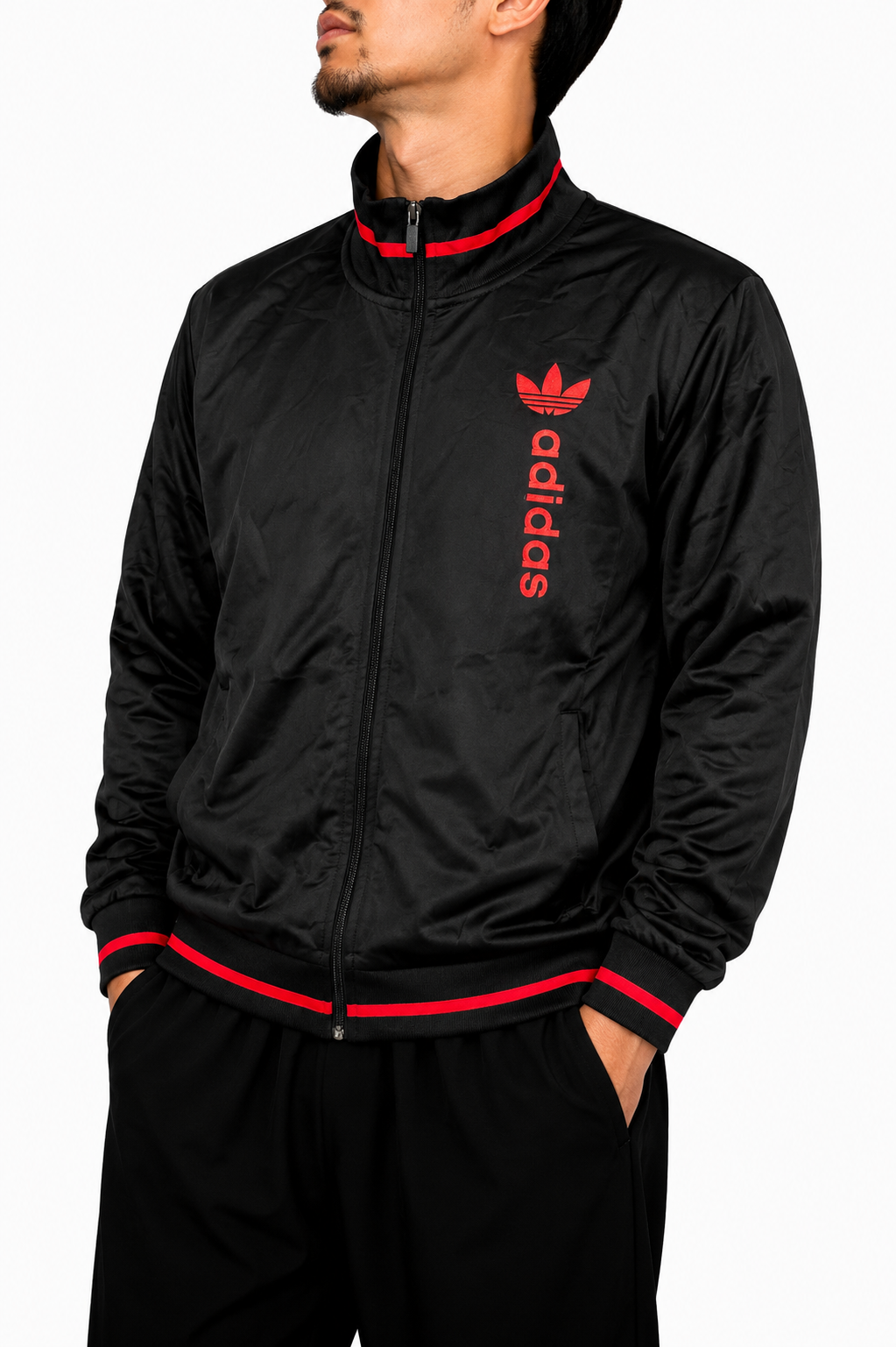 Adidas black/red zip up jacket